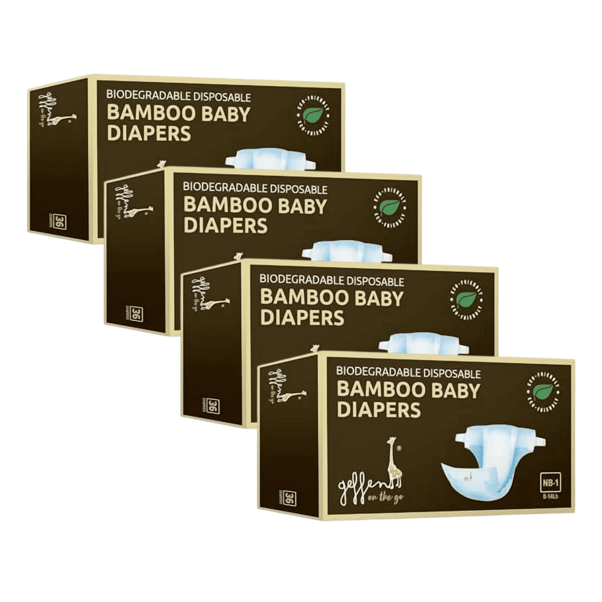Geffen Baby On The Go Bamboo Disposable Diapers Newborn / Size 1 - Master Box 144 Count