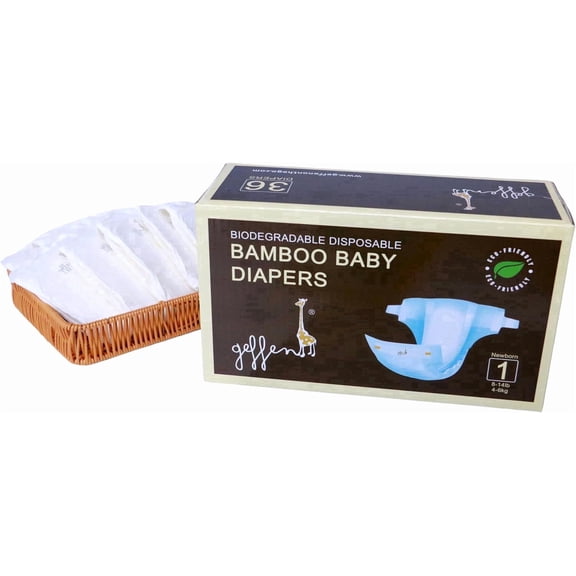 Geffen Baby On The Go Bamboo Disposable Diapers Size 1 - 36 Count