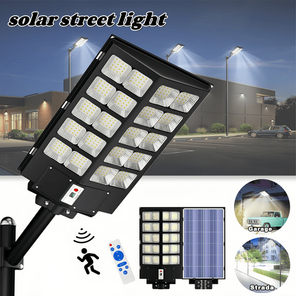 Gefolly 11500W Super Bright Solar Street Light Pole Barn Commercial Parking Lot Lights Outdoor Dusk to Dawn Solar Security Flood Lights w/Motion Sensor Remote Control