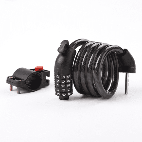 Gefolly Bike Lock,5 Digit Resettable Cable Lock with Mounting Bracket,4 Feet Long