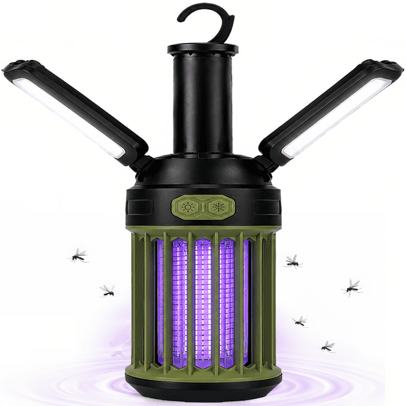 Gefolly Bug Zapper Outdoor Mosquito Zapper, Rechargeable Camping Lantern with LED Light, Waterproof Portable Fly Trap for Patio, Backyard & Tent