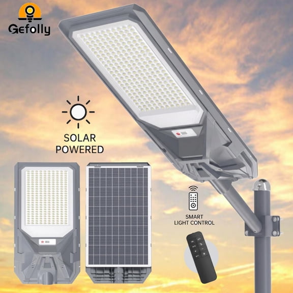 Gefolly 9000W Solar Street Light Outdoor, Commercial Parking Lot Light Flood Security IP67 with Motion Sensor Lamp