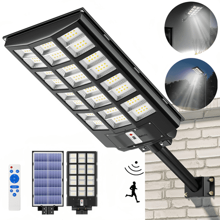 Gefolly 13500W Solar Street Light , Commercial Parking Lot Light, 6500K Dusk to Dawn IP67 Outdoor Security Flood Light with Motion Sensor for Road, Yard
