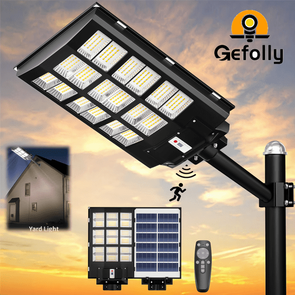 Gefolly 8300W Street Lights Outdoor,Dusk to Dawn with Motion Sensor Remote Control, Waterproof Solar Lights Outdoor Flood Lights