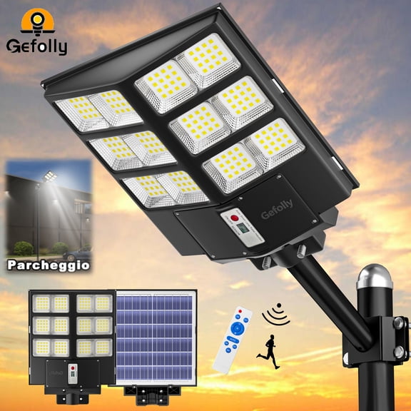 Gefolly Super Bright Solar Street Lights Waterproof Motion Sensor LED Solar Parking Lot Lights Street Lamp Solar Lights--6000W/1350000 LM