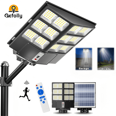 Gefolly 6000W Solar Street Lights Outdoor 1350000 LM w/Remote Control & Motion Sensor Waterproof for Garden, Yard, Path, Parking  Lot
