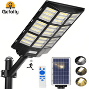 Gefolly 12800W Solar Street Light, Outdoor Waterproof Dusk to Dawn LED Parking Lot Light with Motion Sensor