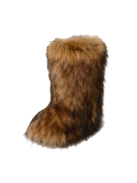 Women's Faux fur Boot Furry Fluffy Short Snow Boot Mid-Calf Boots Warm Comfortable Outdoor Flat Shoes