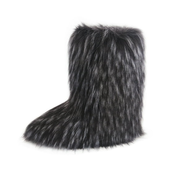 Gegefur Women's Faux fur Boot Furry Fluffy Short Snow Boot Mid-Calf Boots Warm Comfortable Outdoor Flat Shoes