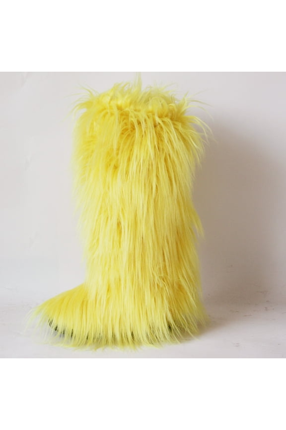 Women's Furry Fluffy Boot Faux Fur Long Snow Boot Knee High Boots Warm Comfortable Outdoor Flat Shoes