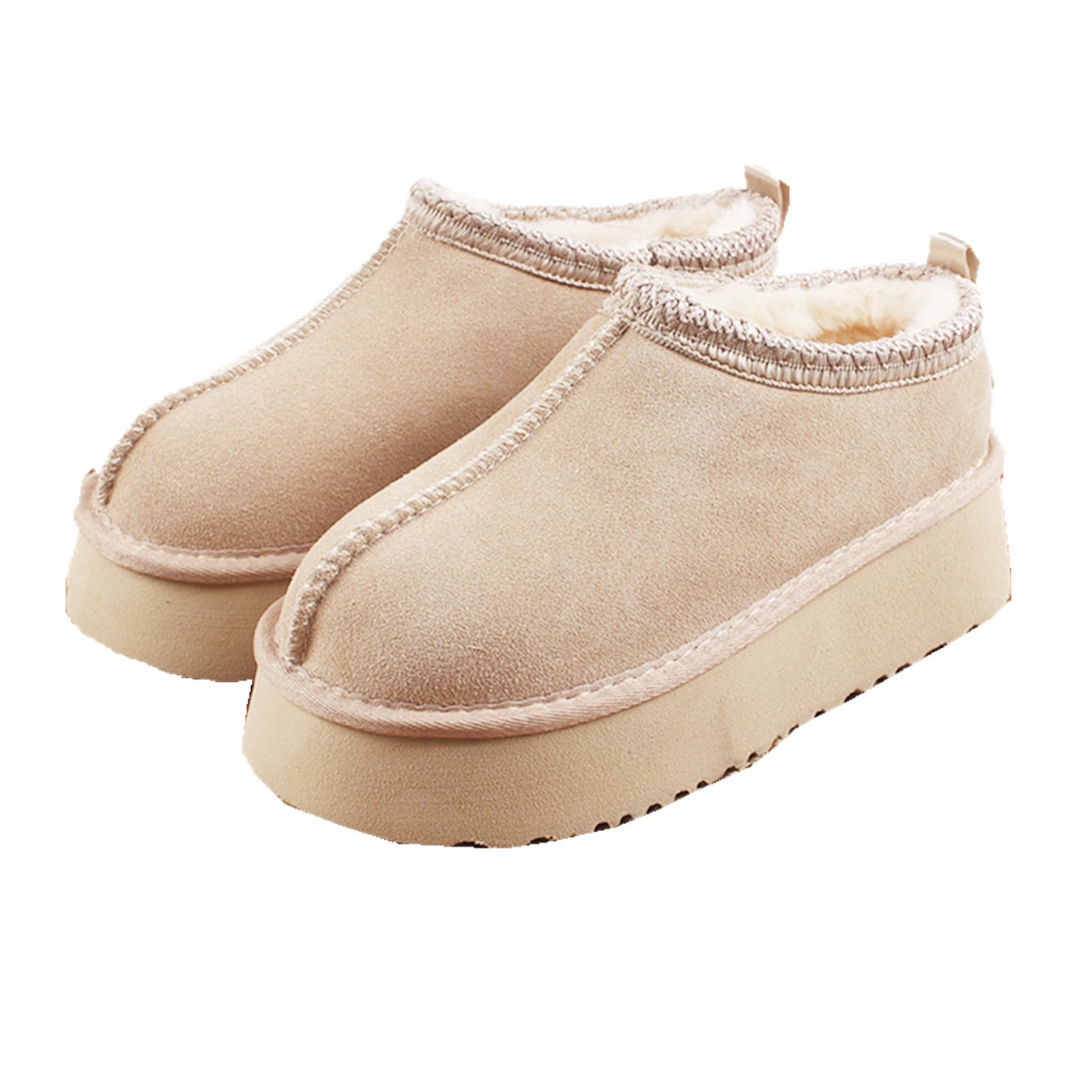 Suede Long Snow Boots with Platform Design