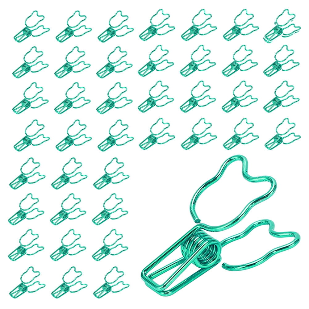 Gegong 100Pcs Binder Clips, Small Binder Clips Multipurpose Innovative Little Bear Shape Strong Clamping Force Paper Clamp for Home Office (Green)