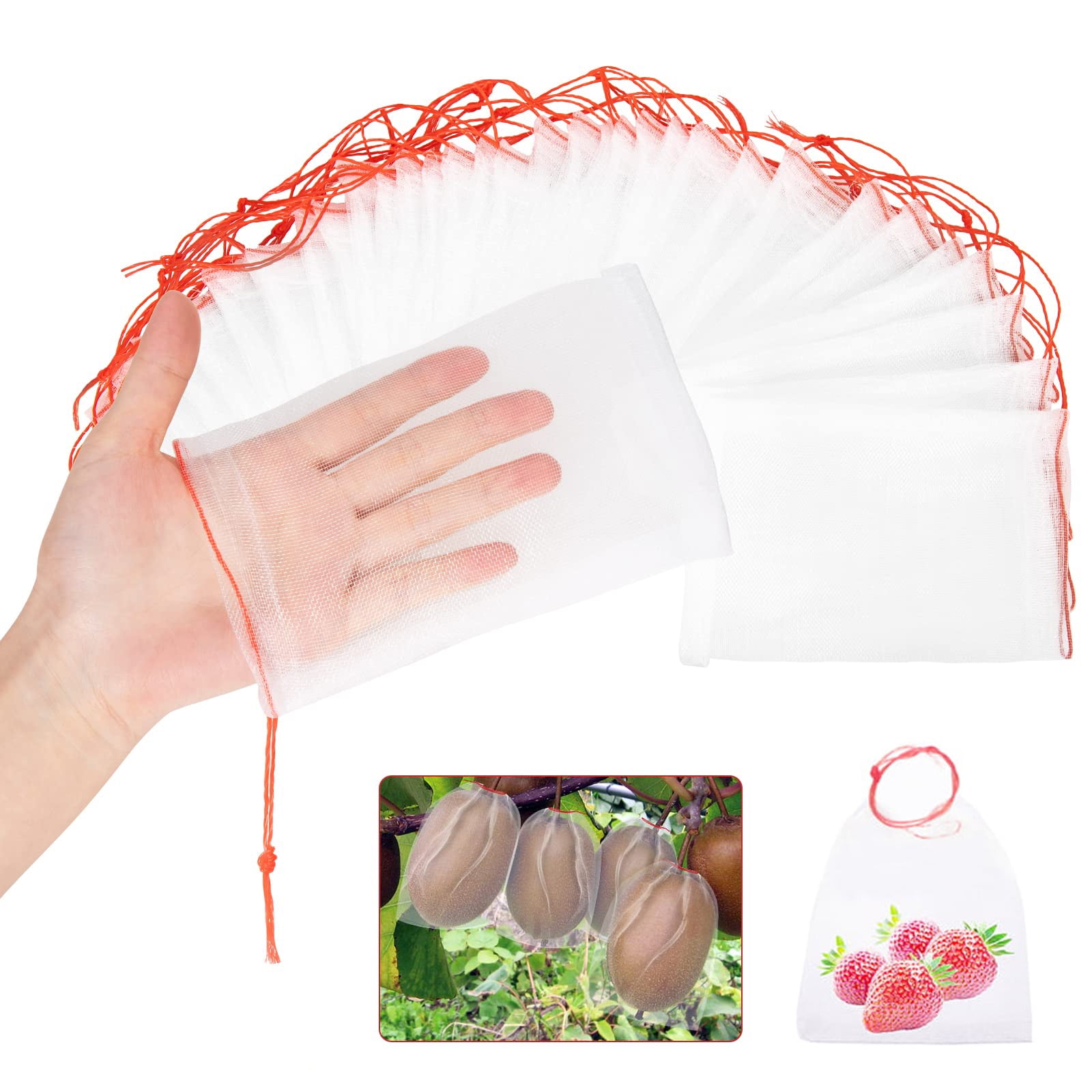 Gegong 40Pcs Fruit Protection Bags for Strawberry 6"x4" Garden Netting