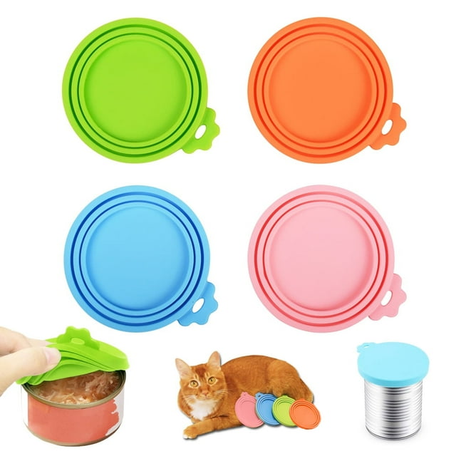 Gegong 4Pieces Pet Food Can Lids, Universal Can Cover, Silicone Safe