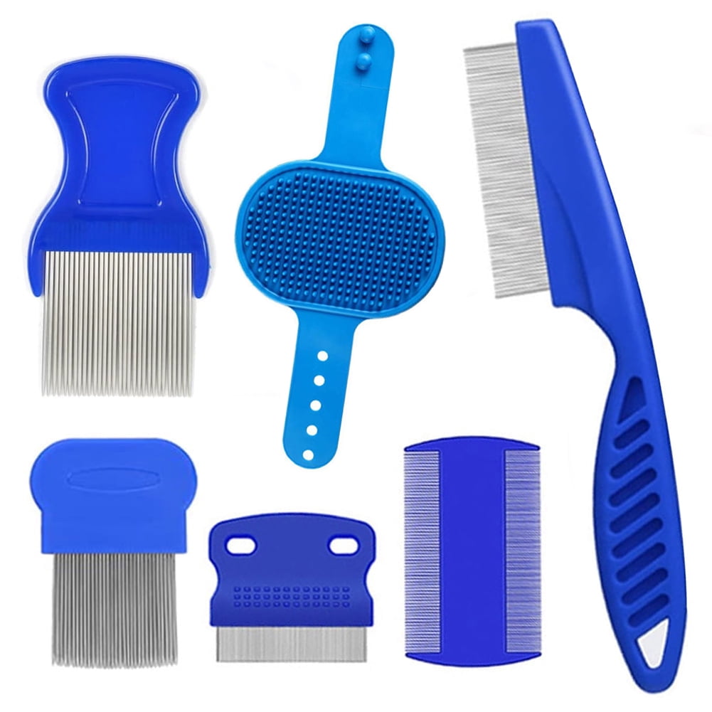 Gegong 6Pcs Flea Comb, Lice Combs, Combs for Dog Cat with Pet Brush