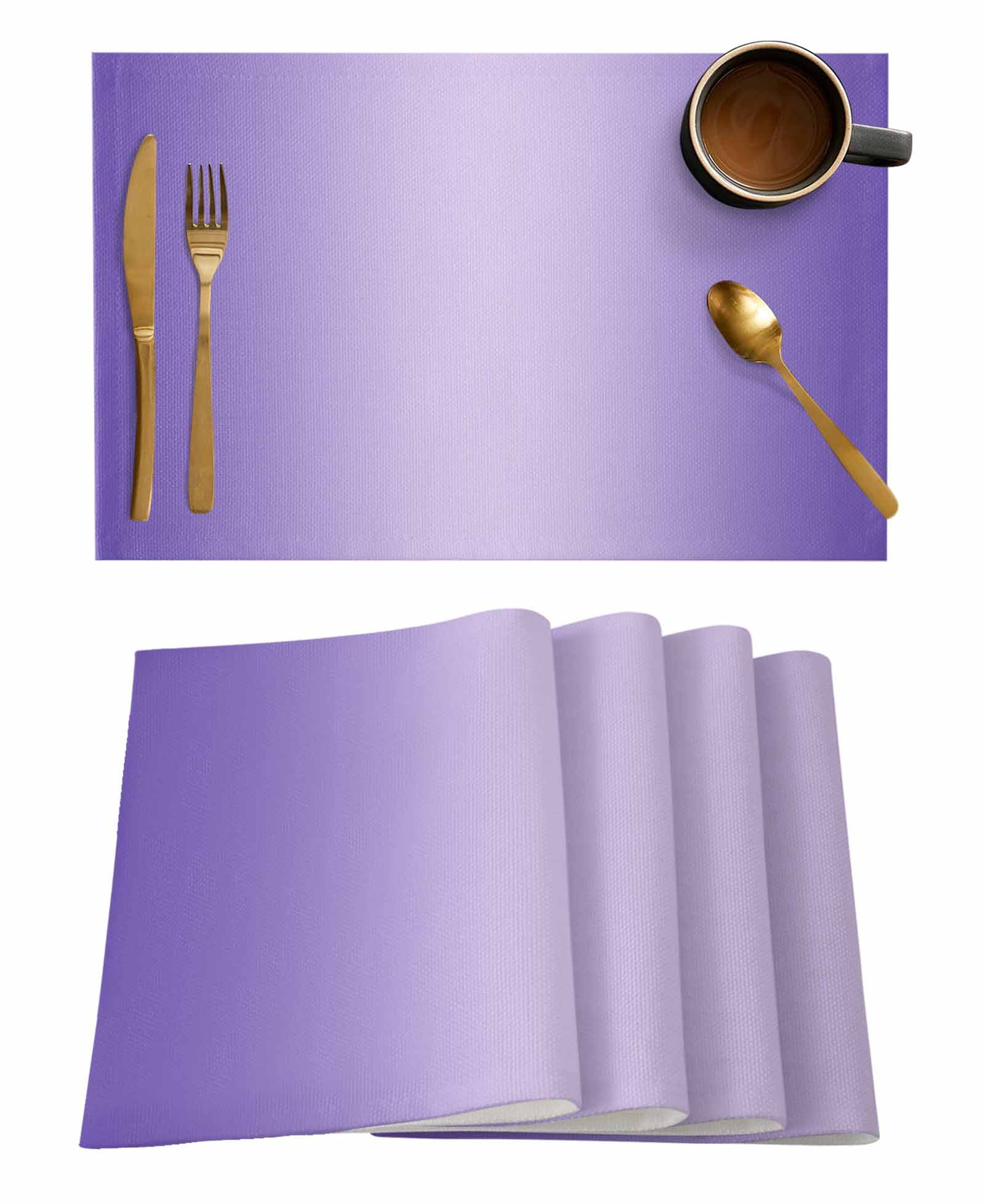 Gehucoxee Purple Ombre Placemats for Dining Table Set of 6 Linen Place