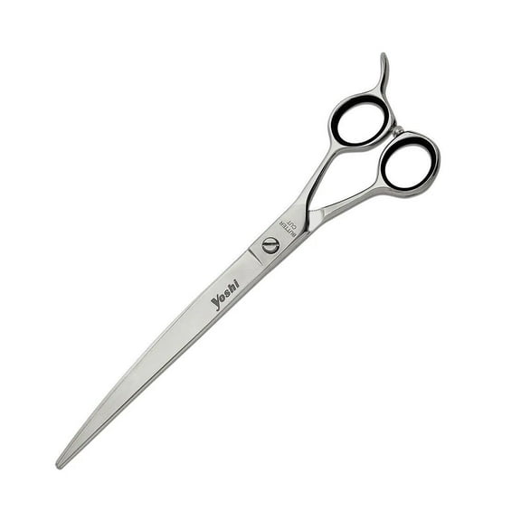 Geib Yoshi Straight Curved Left Or Right Handed Grooming Shears For Dogs Pets (8.5 Inch - Curved Right Even Handle)