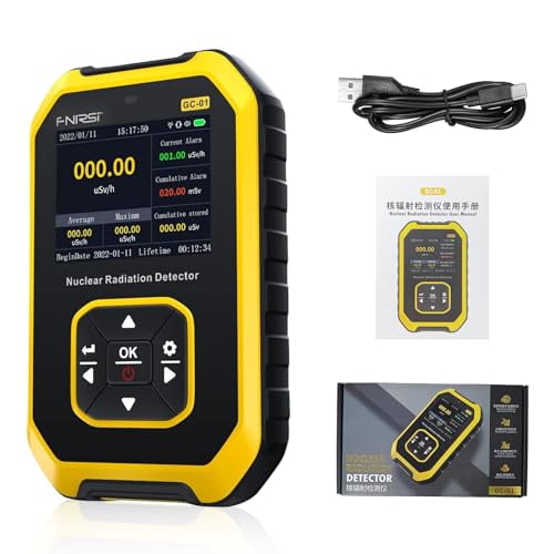 Geiger Counter Radiation Detector, Dosimeter Radiation Detector with LCD Display, Portable Handheld Beta Gamma X-ray Rechargeable Radiation Monitor Meter, 5 Dosage Units Switched$$Safety & Emergency