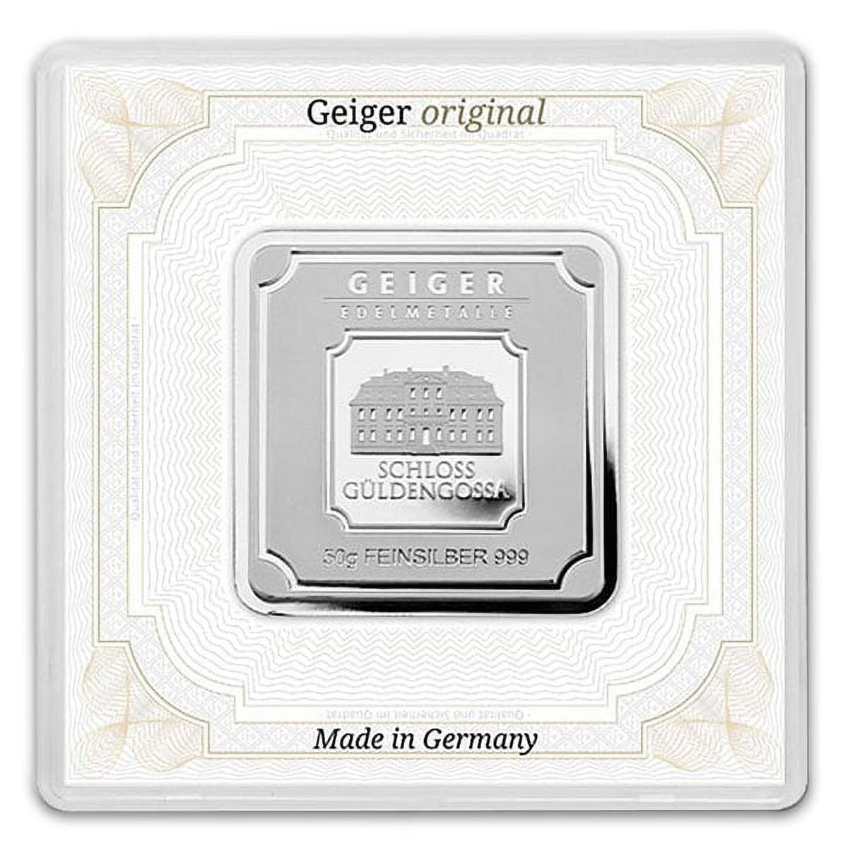 Geiger Edelmetalle Geiger Silver Bar 50 Gram .999 Pure, in Assay