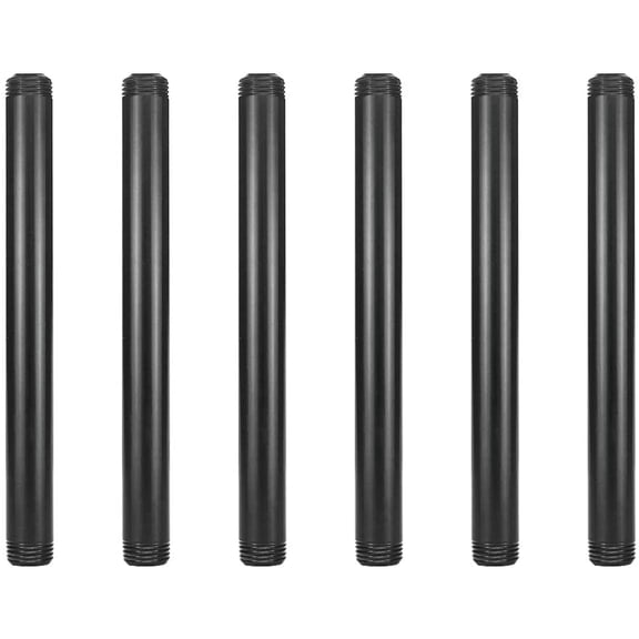 GeilSpace 6 Pack 1/2" 8" Pre-Cut Black Metal Pipe, Industrial Steel Fits Standard Half Inch Black Threaded Pipes and Fittings - Vintage DIY Industrial Shelving (1/2" 8")