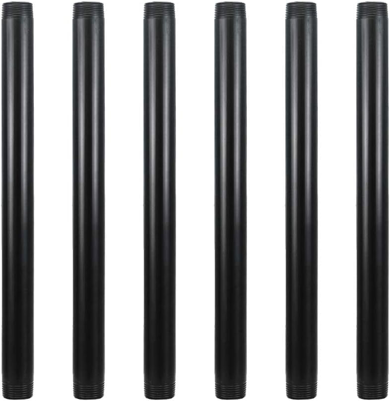 GeilSpace 6 Pack 3/4" × 12" PreCut Black Metal Pipe, Industrial Steel