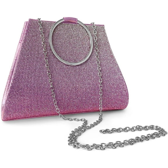 Geiomoo Bling Evening Clutch Bag, Rhinestone Glitter Clutch Purse Handbag with Long Chain for Wedding Engagement Party