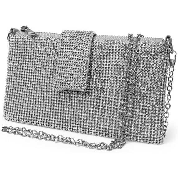 Geiomoo Chain Crossbody Bags, Women Glitter Sparkly Clutch Evening Bag Bling Beaded Handbags for Wedding Party