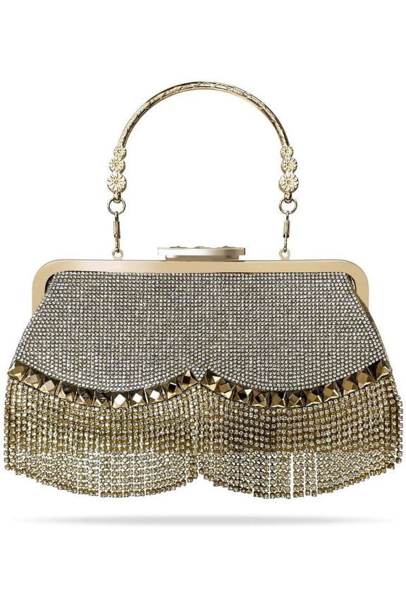 Crystal Tassel Clutch Purse, Women Rhinestone Evening Bag Handbag for Party Prom Wedding