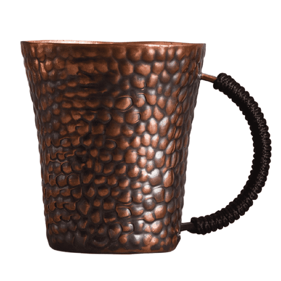 Geiomoo Hammered Pattern Copper Tumbler Cup, Handcrafted Tea Water Conference Cup
