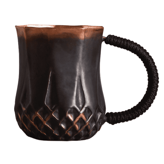 Geiomoo Handmade Hammer Texture Diamond Shaped Copper Cup, Pure Copper Tea Coffee Mugs