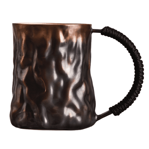 Geiomoo Handmade Hammer Water Ripple Texture Copper Mugs, Pure Copper Tea Coffee Cup