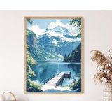 Waterfall Only Geirangerfjord Cliff View Waterfall Illustration Poster , Poster Print ...