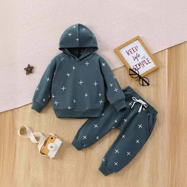 Geire Boys 2 Piece Outfits Tracksuit Drop Shoulder Hoodie Pullover Sweatshirt and Sweatpants Joggers Set with Pockets