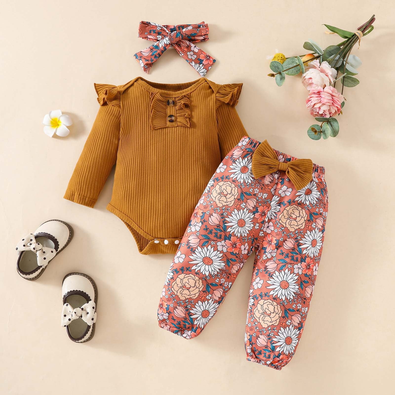 Geire Infant Baby Girl Clothes Newborn Girl Outfit Long Sleeve Romper ...