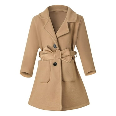 Geire Kids Boys Girls Lightweight Coat Single Breasted Classic Belted Jacket Spring Fall Outwear Dress Coats