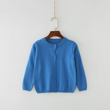 Geire Kids Fall Cardigan Button Open Front Knit Solid Long Sleeve Round Neck Sweaters Coat Size 6M-5Y
