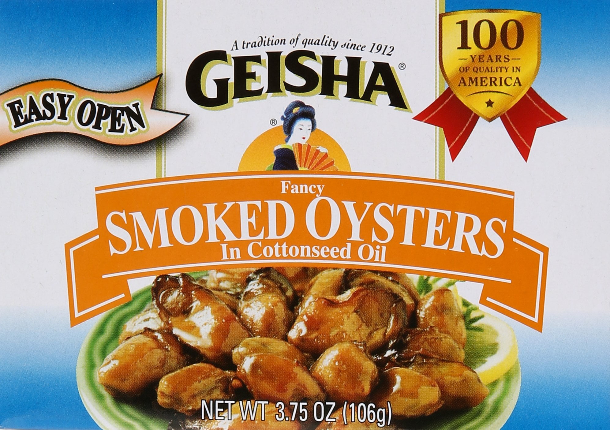 Geisha Fancy Smoked Oysters In Cottonseed Oil, 3.75 oz