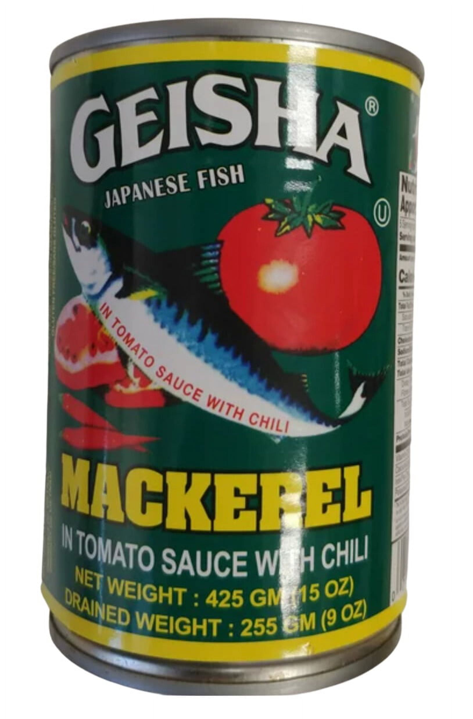 Geisha Mackerel in Tomato Sauce with Chili 425 GM / 15oz. - Green (Pack of 3)