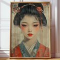 Traditional Geisha Mirror Geisha Portrait Traditional Japanese Woman Vintage Style Kimono ...
