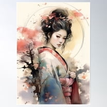 Geisha Poster Wall Art, Modern Wall Decor For Living Room Bedroom, 8x12 UNFRAMED