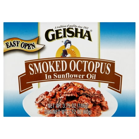 Geisha Smoked Octopus In Sunflower Oil, 3.75 Oz (106g), Ready to Eat in an Easy Open Can