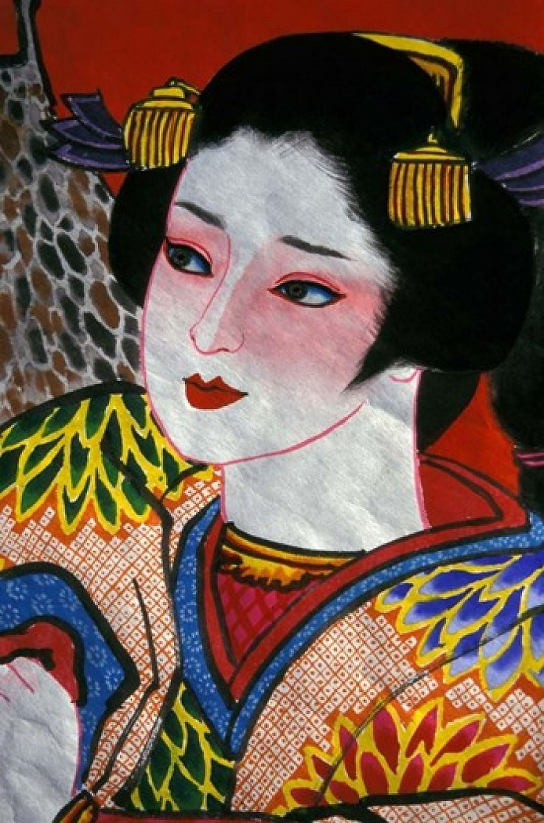 Geisha Warrior Folk Art Takamatsu Shikoku Japan Canvas Art - Dave Bartruff DanitaDelimont (24 x 36)