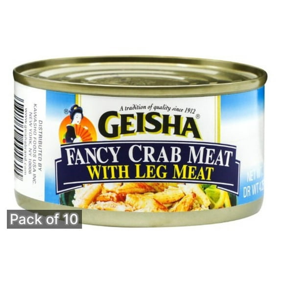 Geisha Fancy Crab Meat With Leg Meat 4.25 oz Can (Pack of 10)
