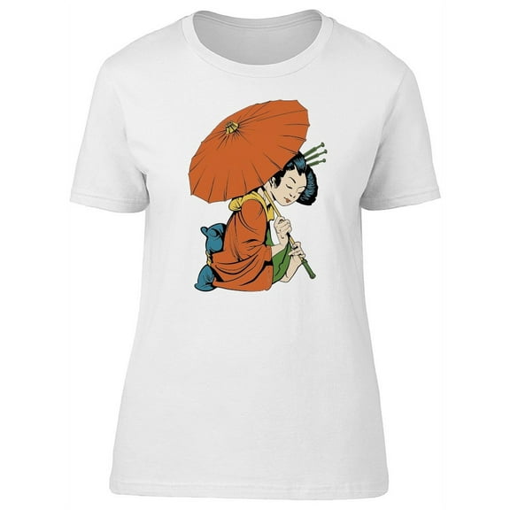 Geisha With Red Umbrella T-Shirt Women -Image by Shutterstock, Female Medium