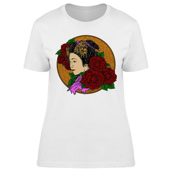 Geisha With Roses T-Shirt Women -Image by Shutterstock, Female Small