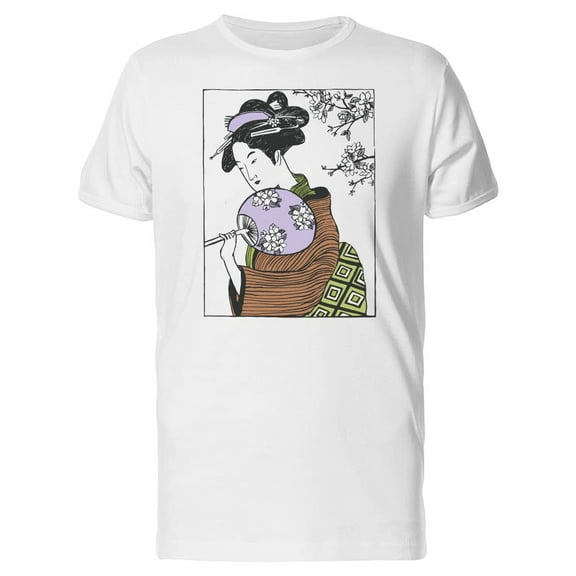 Geisha Woman Portrait Drawing T-Shirt Men -Image by Shutterstock, Male Large