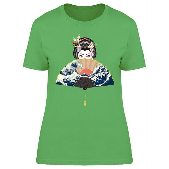 Geisha Woman With Ocean Waves T-Shirt Women -Image by Shutterstock, Female Large
