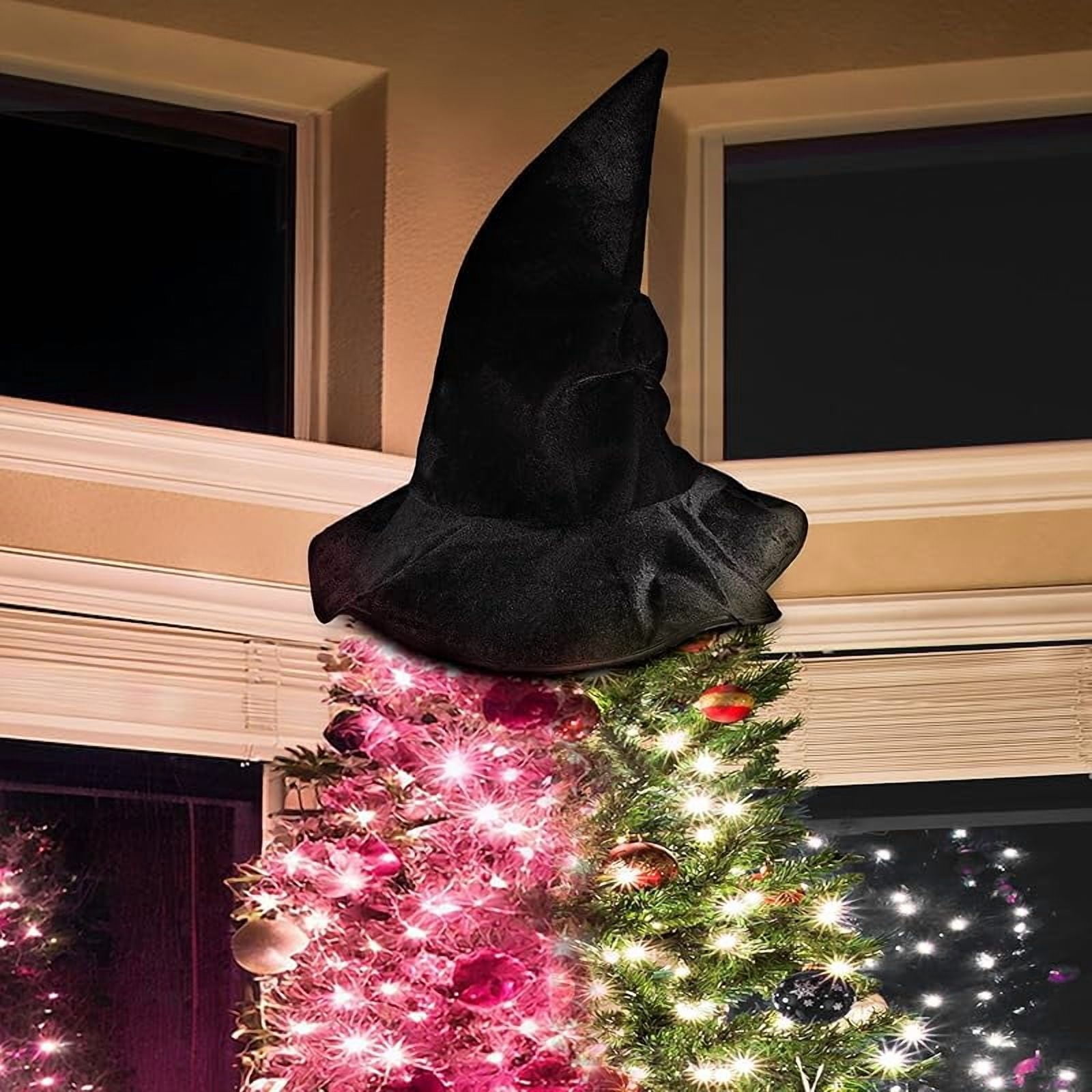Gejoy Witch Hat Tree Topper Decoration Halloween Tree Topper Christmas