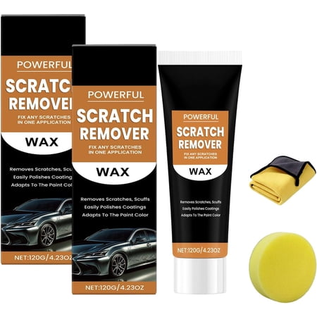 Gekko Car Scratch Remover Wax, Auto Paint Scratch Covering Kit with Sponge & Towel, Universal Vehicle Paint Care Set (2 Sets)