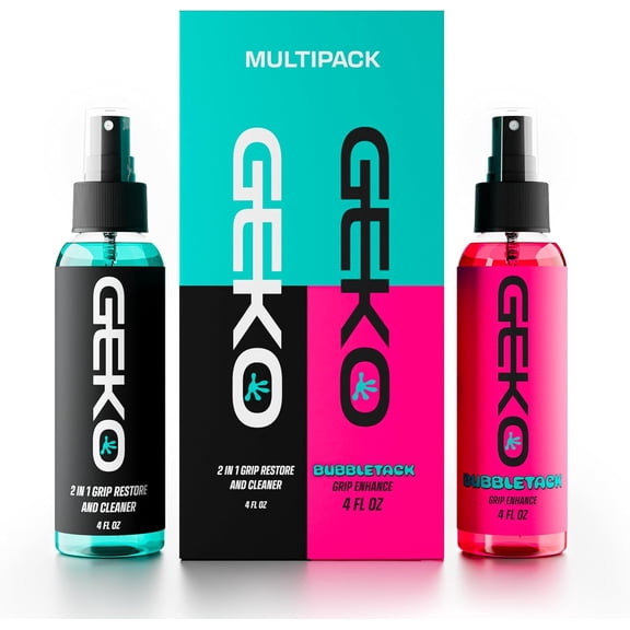 Geko Bubbletack Baseball and Softball Grip Spray Multipack with Geko 2 in 1 Grip Restore & CleanerNon Resin Grip Enhancing System for Bat Speed, Control and Exit Velocity-NOT for Athletic Tape